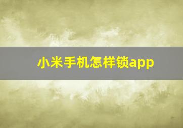 小米手机怎样锁app