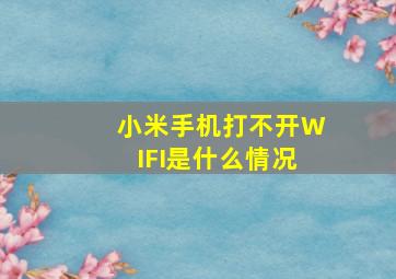 小米手机打不开WIFI是什么情况