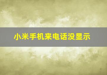 小米手机来电话没显示