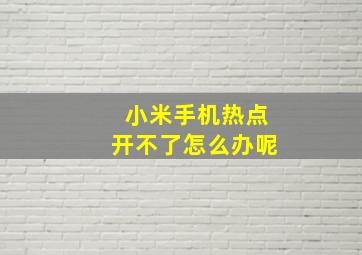 小米手机热点开不了怎么办呢