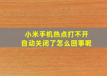 小米手机热点打不开自动关闭了怎么回事呢