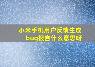 小米手机用户反馈生成bug报告什么意思呀