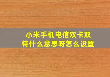 小米手机电信双卡双待什么意思呀怎么设置