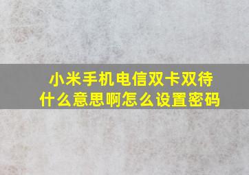 小米手机电信双卡双待什么意思啊怎么设置密码