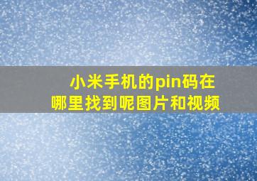 小米手机的pin码在哪里找到呢图片和视频