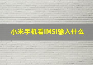 小米手机看IMSI输入什么