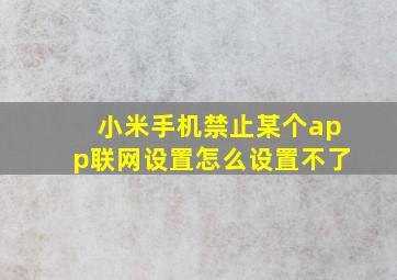 小米手机禁止某个app联网设置怎么设置不了