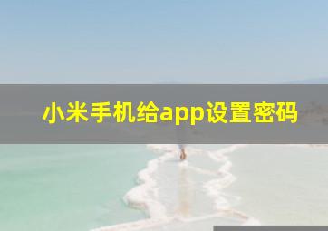 小米手机给app设置密码