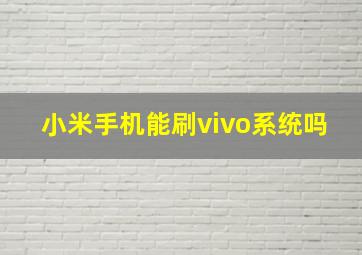 小米手机能刷vivo系统吗