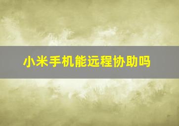 小米手机能远程协助吗