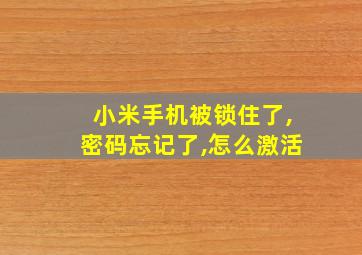 小米手机被锁住了,密码忘记了,怎么激活