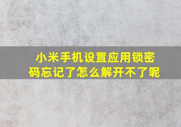 小米手机设置应用锁密码忘记了怎么解开不了呢