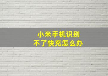 小米手机识别不了快充怎么办