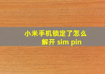 小米手机锁定了怎么解开 sim pin