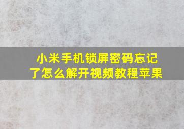 小米手机锁屏密码忘记了怎么解开视频教程苹果