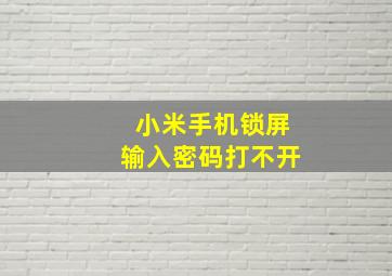 小米手机锁屏输入密码打不开