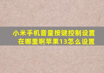 小米手机音量按键控制设置在哪里啊苹果13怎么设置