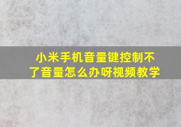 小米手机音量键控制不了音量怎么办呀视频教学