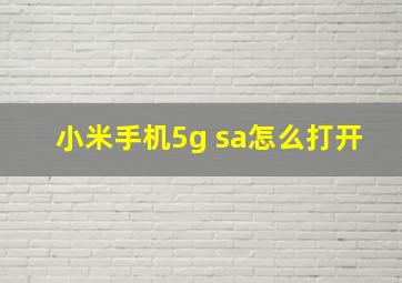 小米手机5g sa怎么打开