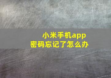 小米手机app密码忘记了怎么办