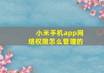 小米手机app网络权限怎么管理的