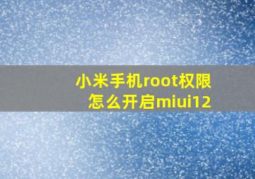 小米手机root权限怎么开启miui12