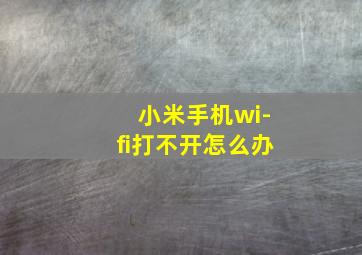 小米手机wi-fi打不开怎么办