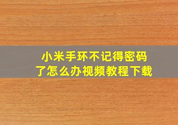 小米手环不记得密码了怎么办视频教程下载