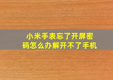 小米手表忘了开屏密码怎么办解开不了手机