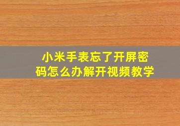 小米手表忘了开屏密码怎么办解开视频教学