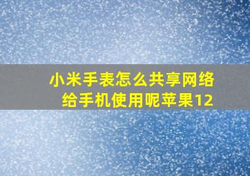 小米手表怎么共享网络给手机使用呢苹果12