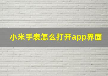 小米手表怎么打开app界面