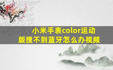 小米手表color运动版搜不到蓝牙怎么办视频