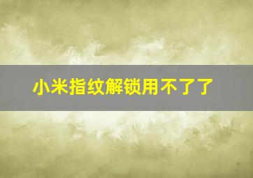 小米指纹解锁用不了了