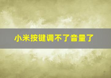 小米按键调不了音量了