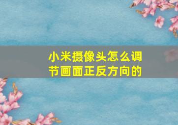 小米摄像头怎么调节画面正反方向的