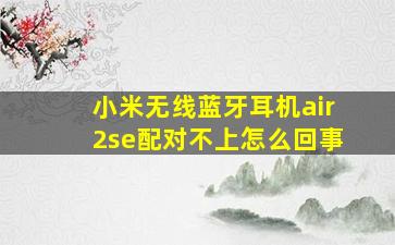 小米无线蓝牙耳机air2se配对不上怎么回事