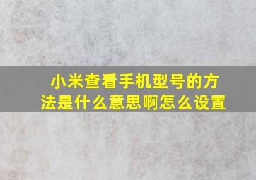 小米查看手机型号的方法是什么意思啊怎么设置