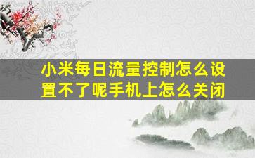 小米每日流量控制怎么设置不了呢手机上怎么关闭