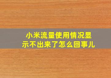 小米流量使用情况显示不出来了怎么回事儿