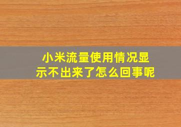 小米流量使用情况显示不出来了怎么回事呢