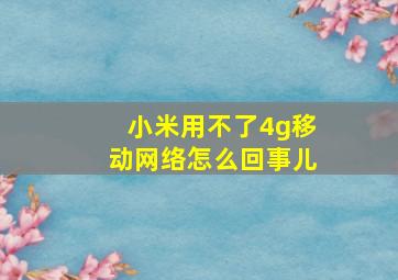 小米用不了4g移动网络怎么回事儿