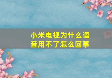 小米电视为什么语音用不了怎么回事