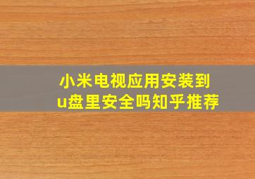 小米电视应用安装到u盘里安全吗知乎推荐