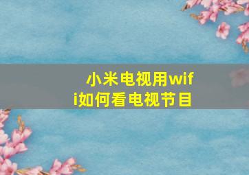 小米电视用wifi如何看电视节目