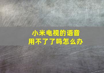 小米电视的语音用不了了吗怎么办