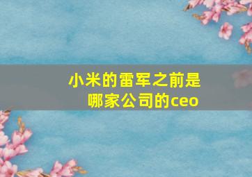 小米的雷军之前是哪家公司的ceo