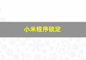 小米程序锁定