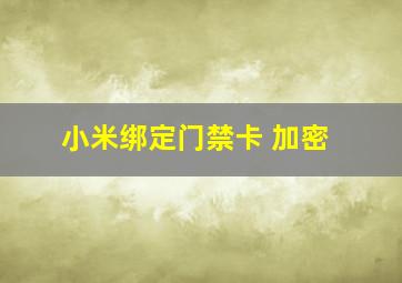 小米绑定门禁卡 加密