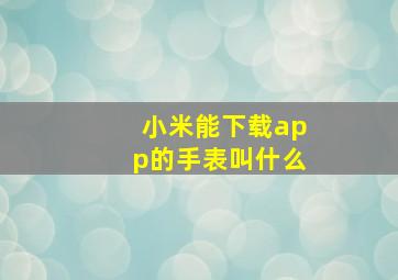 小米能下载app的手表叫什么